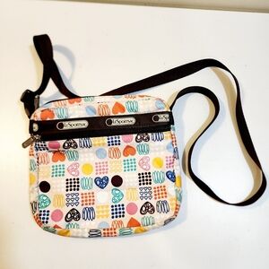 LeSportsac Geometric Print Crossbody Bag with Black Trim